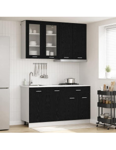 Unità Cucina LYON 4 pcs Rovere Nero Legno ingegnerizzato