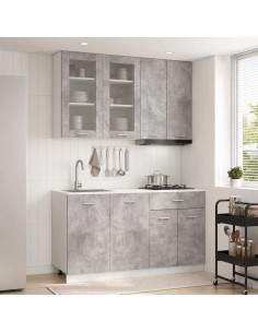 Unità Cucina LYON 4 pcs Grigio Cemento Legno ingegnerizzato