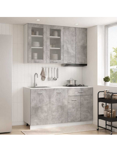 Unità Cucina LYON 4 pcs Grigio Cemento Legno ingegnerizzato