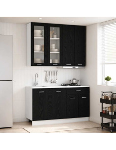 Unità Cucina LYON 4 pcs Rovere Nero Legno ingegnerizzato