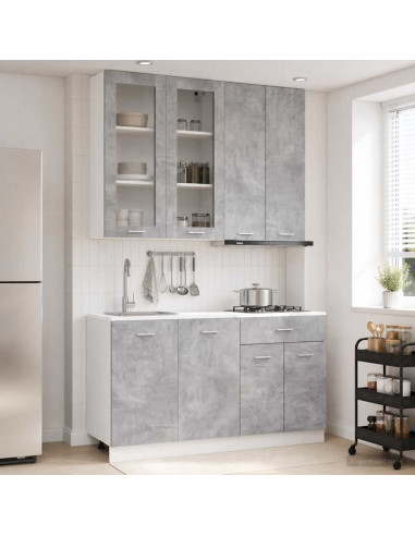 Unità Cucina LYON 4 pcs Grigio Cemento Legno ingegnerizzato