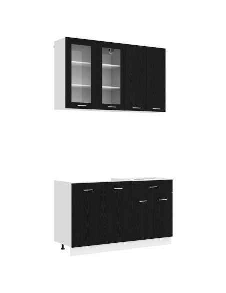 Unità Cucina LYON 4 pcs Rovere Nero Legno ingegnerizzato