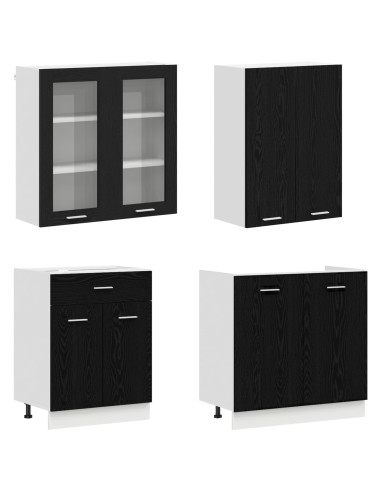 Unità Cucina LYON 4 pcs Rovere Nero Legno ingegnerizzato