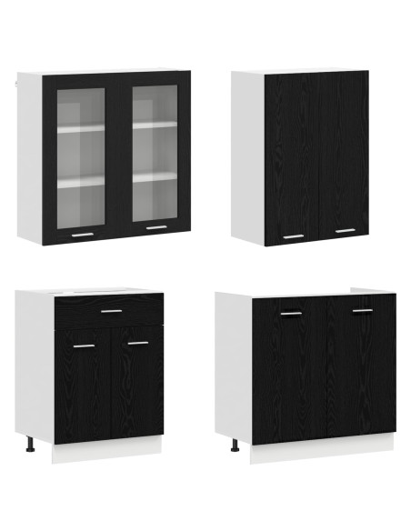 Unità Cucina LYON 4 pcs Rovere Nero Legno ingegnerizzato
