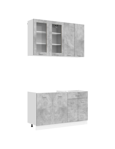 Unità Cucina LYON 4 pcs Grigio Cemento Legno ingegnerizzato