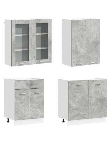 Unità Cucina LYON 4 pcs Grigio Cemento Legno ingegnerizzato