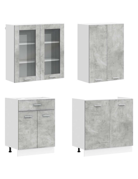 Unità Cucina LYON 4 pcs Grigio Cemento Legno ingegnerizzato