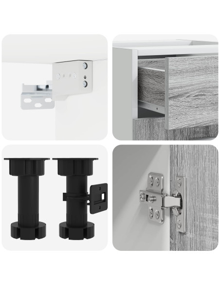 Unità Cucina LYON 4 pcs Sonoma grigio Legno ingegnerizzato