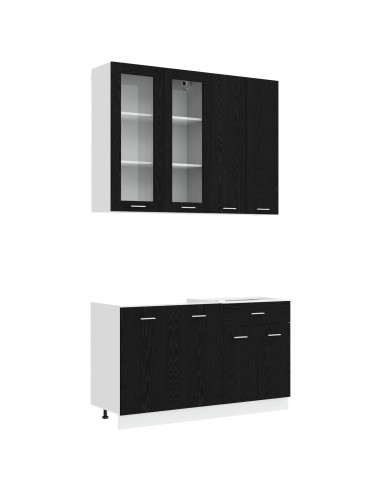 Unità Cucina LYON 4 pcs Rovere Nero Legno ingegnerizzato