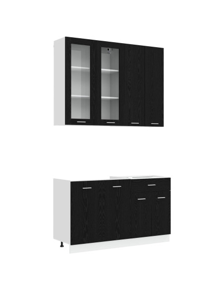 Unità Cucina LYON 4 pcs Rovere Nero Legno ingegnerizzato