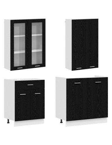 Unità Cucina LYON 4 pcs Rovere Nero Legno ingegnerizzato