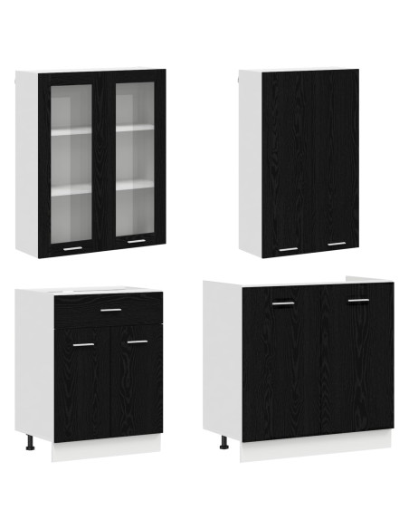 Unità Cucina LYON 4 pcs Rovere Nero Legno ingegnerizzato