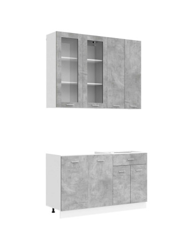 Unità Cucina LYON 4 pcs Grigio Cemento Legno ingegnerizzato