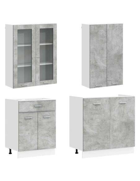 Unità Cucina LYON 4 pcs Grigio Cemento Legno ingegnerizzato