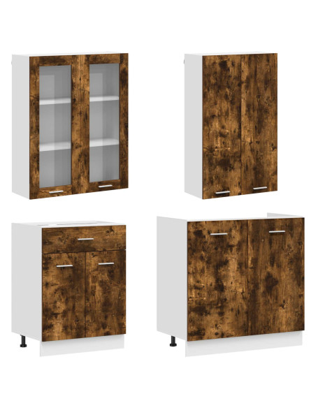 Unità Cucina LYON 4 pcs Rovere Fumo Legno ingegnerizzato