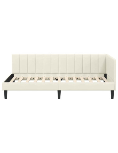 Cornice del letto ad angolo Crema 90 cm x 190 cm Velluto