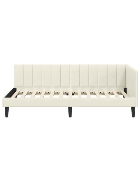 Cornice del letto ad angolo Crema 90 cm x 190 cm Velluto