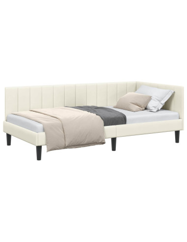 Cornice del letto ad angolo Crema 90 cm x 200 cm Velluto