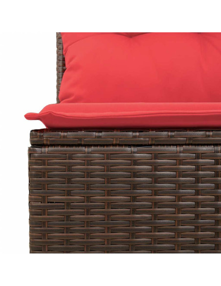 Set Divani da Giardino 10pz con Cuscini in Polyrattan Marrone