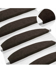 Tappetini per scale autoadesivi 15 pcs Marrone Scuro 2