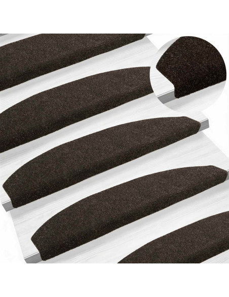 Tappetini per scale autoadesivi 15 pcs Marrone Scuro
