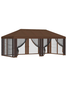 Copertura Gazebo con Pareti Laterali Marrone 600,5 x 300,5 cm 2
