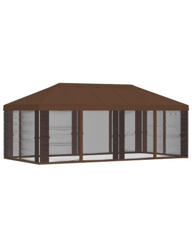 Copertura Gazebo con Pareti Laterali Marrone 600,5 x 300,5 cm