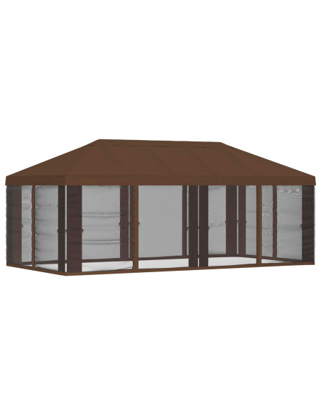 Copertura Gazebo con Pareti Laterali Marrone 600,5 x 300,5 cm