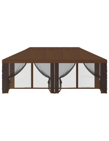 Copertura Gazebo con Pareti Laterali Marrone 600,5 x 300,5 cm