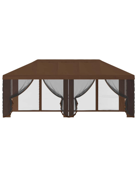 Copertura Gazebo con Pareti Laterali Marrone 600,5 x 300,5 cm