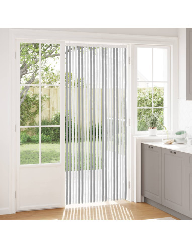 Tenda per insetti in chenille Grigio e Bianco 90 x 220 cm