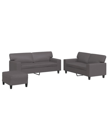 Set di Divani 3 pz Grigio in Similpelle