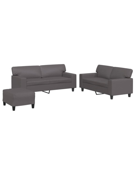 Set di Divani 3 pz Grigio in Similpelle