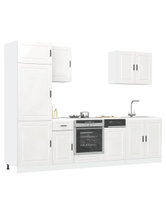 Set Mobili da Cucina 7 pz Porto Bianchi Lucido in Truciolato