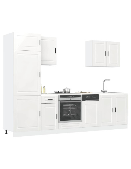 Set Mobili da Cucina 7 pz Porto Bianchi Lucido in Truciolato