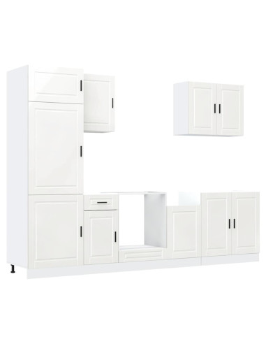 Set Mobili da Cucina 7 pz Porto Bianchi Lucido in Truciolato