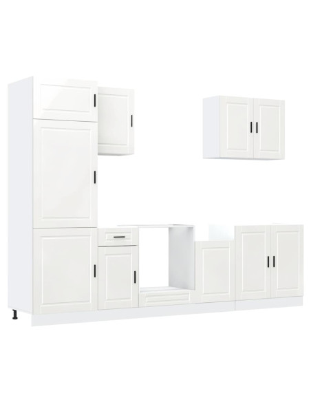 Set Mobili da Cucina 7 pz Porto Bianchi Lucido in Truciolato