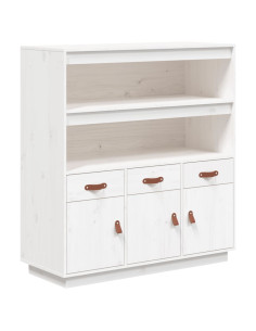 Credenza Bianca 100x40x108,5 cm in Legno Massello di Pino 2