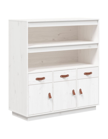 Credenza Bianca 100x40x108,5 cm in Legno Massello di Pino