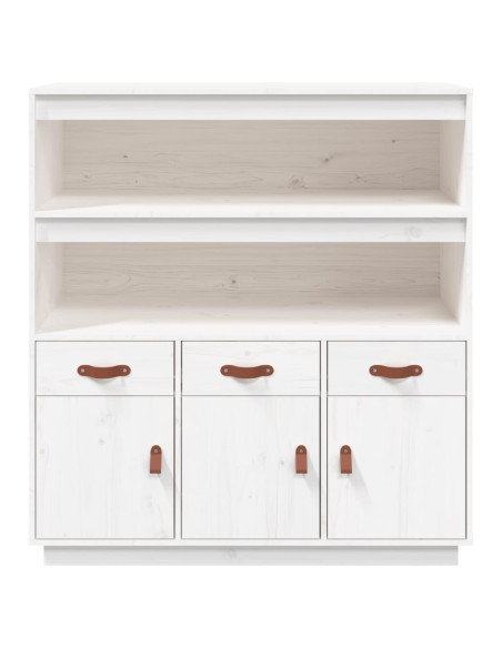 Credenza Bianca 100x40x108,5 cm in Legno Massello di Pino