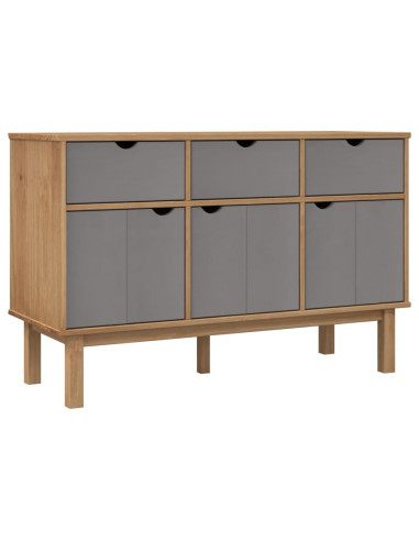 Credenza OTTA Marrone e Grigio 114x43x73,5 cm in Legno di Pino