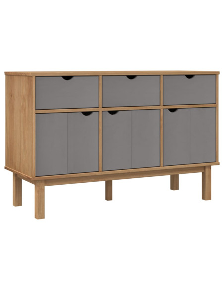 Credenza OTTA Marrone e Grigio 114x43x73,5 cm in Legno di Pino