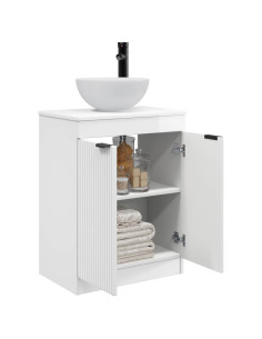 Mobile da bagno con lavabo Bianco Lucido 54 x 35 x 83 cm 2