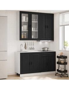 Unità Cucina PORTO 4 pcs Nero Legno ingegnerizzato