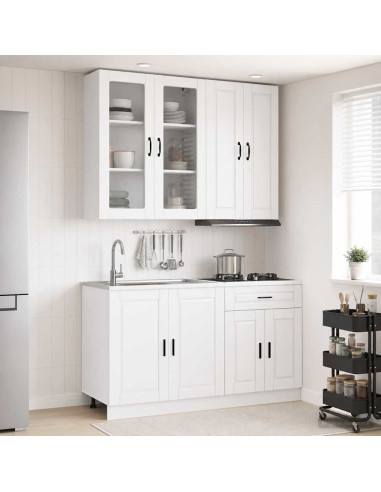 Unità Cucina PORTO 4 pcs Bianco Lucido Legno ingegnerizzato