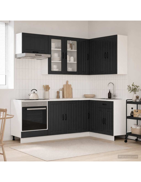 Unità Cucina LUCCA 8 pcs Nero Legno ingegnerizzato
