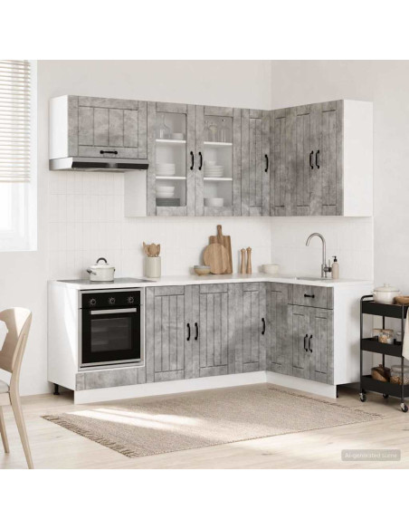 Unità Cucina LUCCA 8 pcs Grigio Cemento Legno ingegnerizzato
