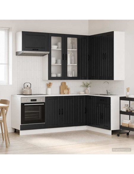 Unità Cucina LUCCA 8 pcs Nero Legno ingegnerizzato