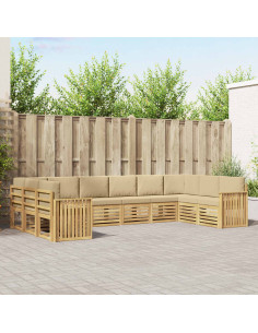 Set di divani da esterno 10 pcs Bianco e Beige