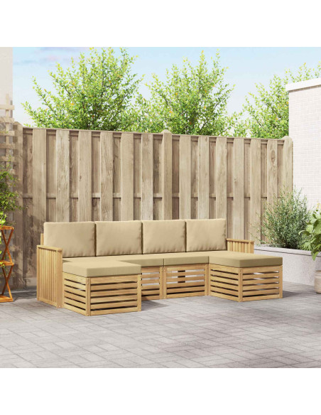 Set di divani da esterno 6 pcs Bianco e Beige